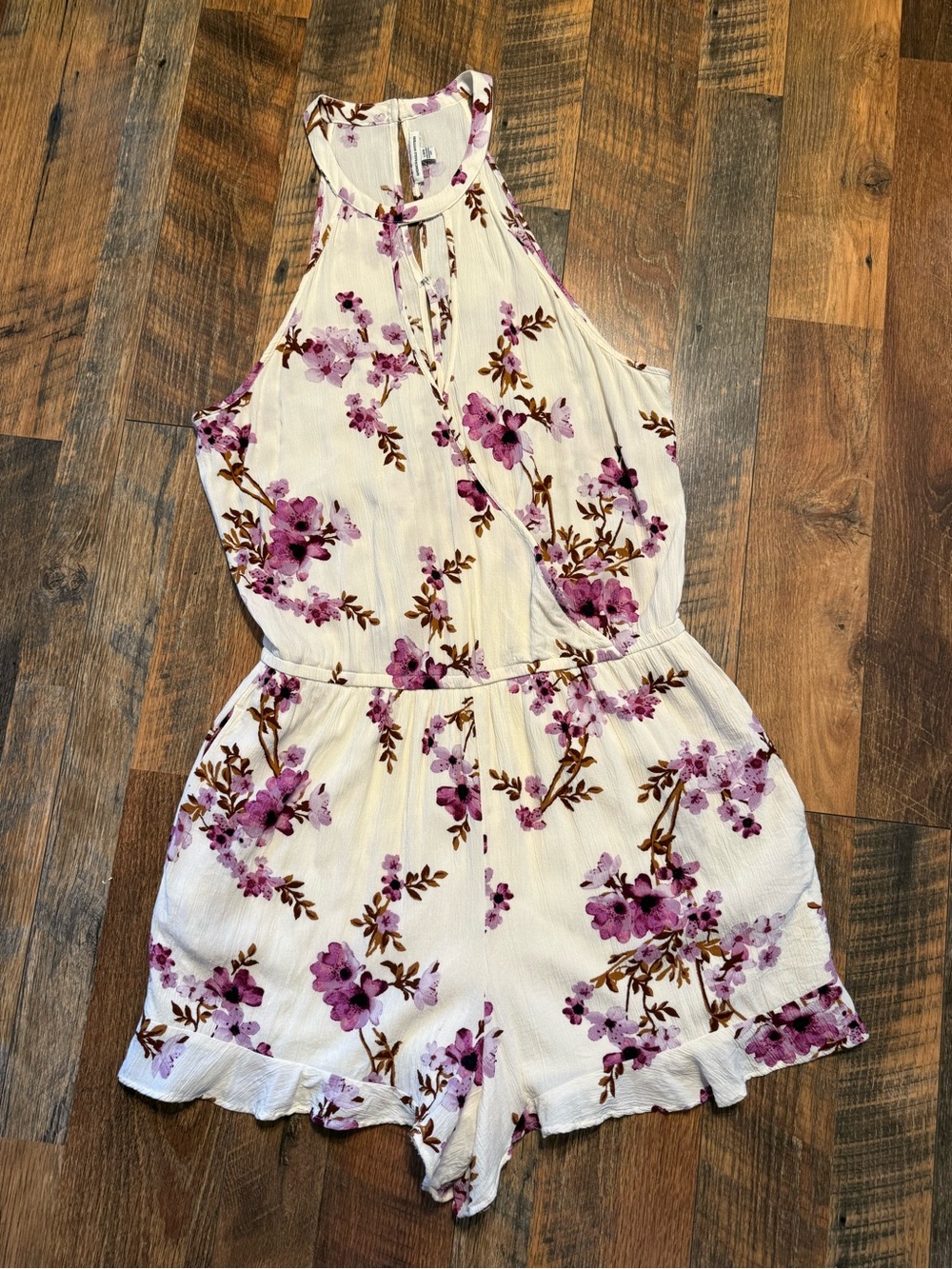 American Eagle Floral High Neck Romper Size Large